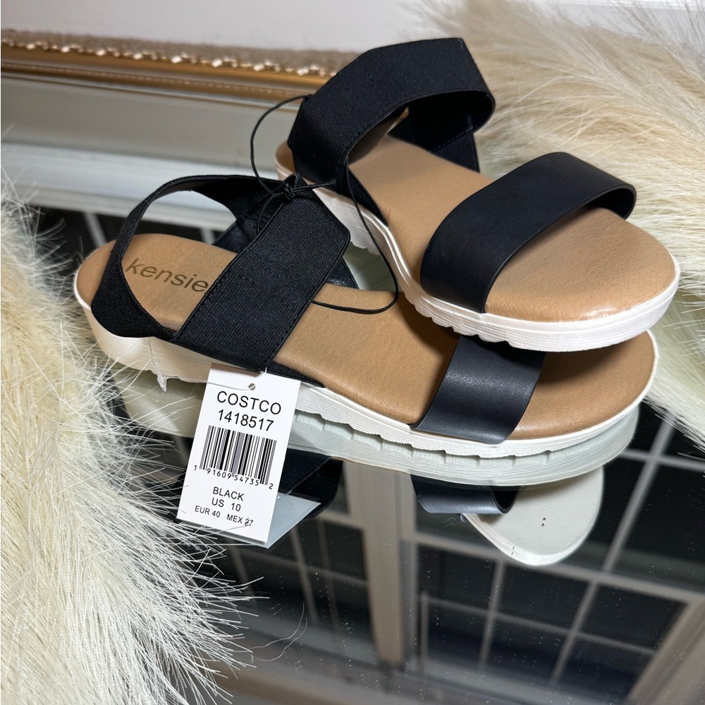 [[NWT]] Women's Size 10 Black Strappy Sandals – Super Comfy!
